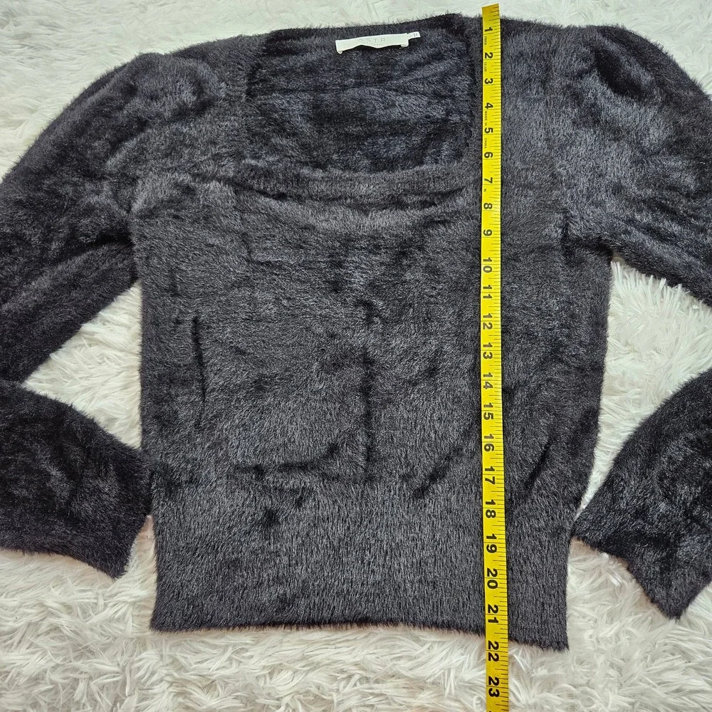 ASTR the label Women's Black Fuzzy Square Neck Long Sleeve Sweater. Size‎ L